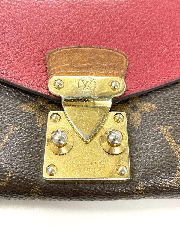 Louis Vuitton Monogram Portefeuille-pallas Long Wallet M58414 Red × Brown Made