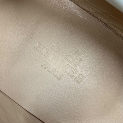 Hermes Royale Loafers Leather Shoes Leather White Beige Silver Unused Moccasins