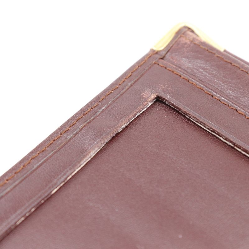 Cartier Mustline Billfold Calf Bordeaux Unisex Folding Wallet
