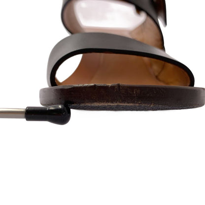 Celine Bambam Phoebe Leather Strap Metal Heel Sandals - 36 - Black Brown -
