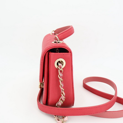 Chanel Matelasse Coco Mark Chain Shoulder Bag Caviar Skin Pink Gold Hardware