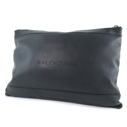 Balenciaga Navy Clip M Clutch Bag 37373 Calf Black Unisex Second Bag