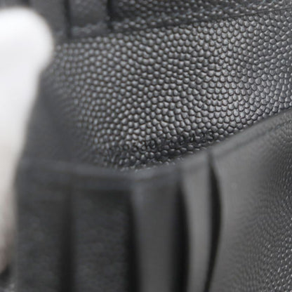 Saint Laurent Paris 396307 Leather Logo Compact Wallet Billfold Wallet Black