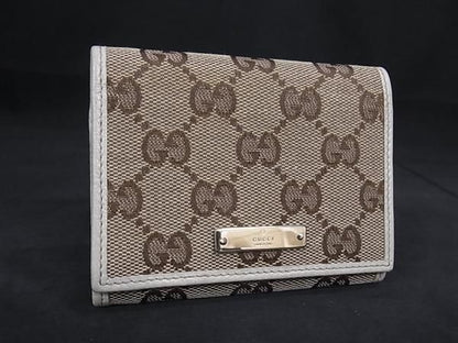 Gucci 131886 486184 GG Pattern GG Canvas And Leather Coin Purse Coin Purse