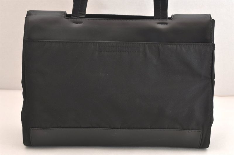 Prada Vintage Nylon Leather Shoulder Handbag Black 3552n