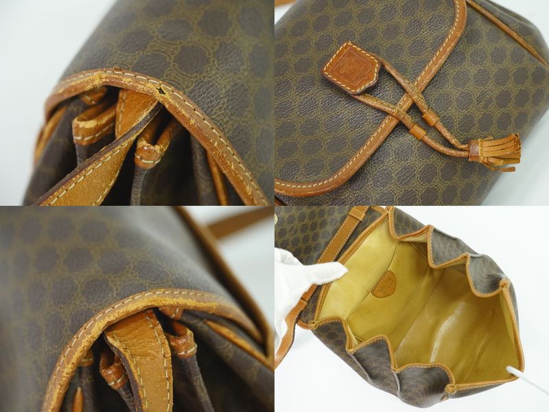 Authentic Celine Macadam Shoulder Bag Pochette PVC Brown Macadam Bag Pre-owned