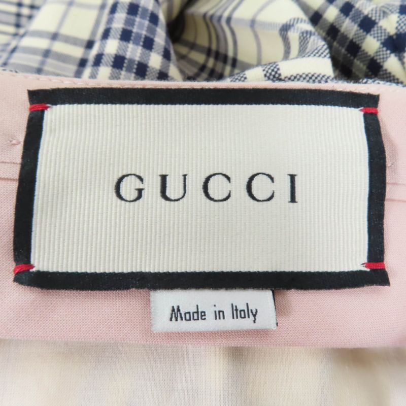 Gucci 611284 100% Wool Checked Center Press Flared Pants Ivory Black 36 Made In