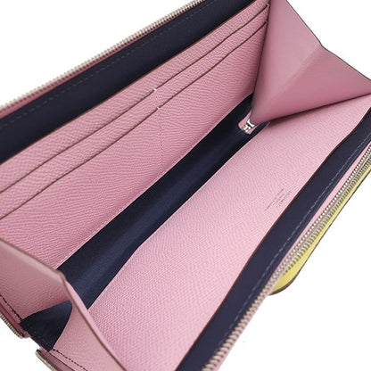 Hermes Long Wallet Nouveau Togo Vosuift Vaux-Epson Mauve Silvestre X Lime X