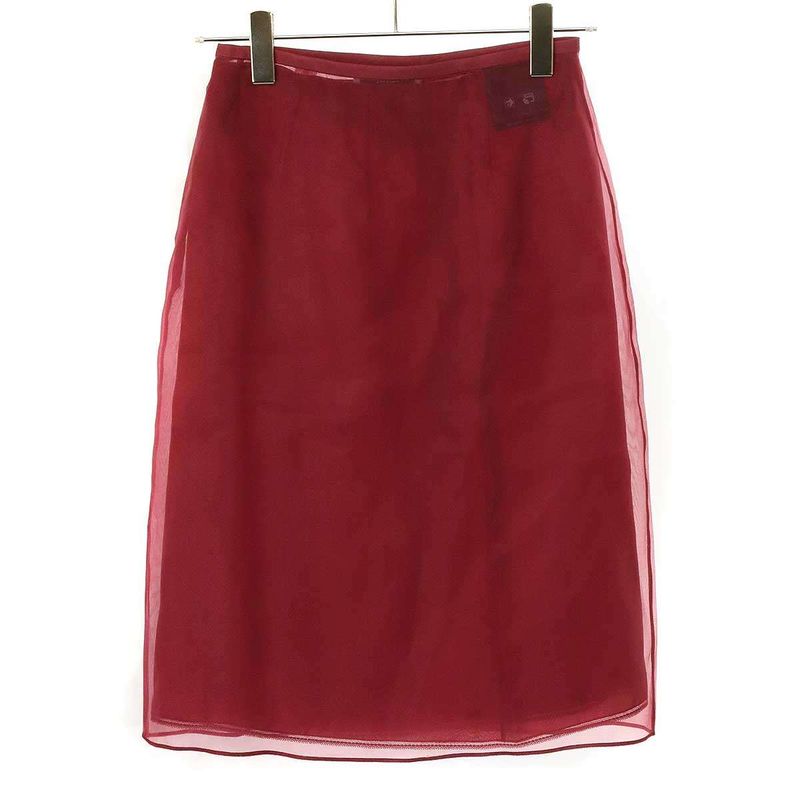 Prada 24ss Organza Midi Skirt P123j 1344 Red 36s