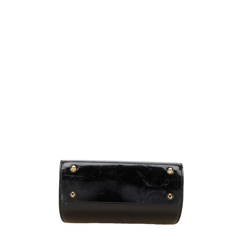 Dior Handbag Shoulder Bag 2WAY Black Gold Patent Leather Women's Dior