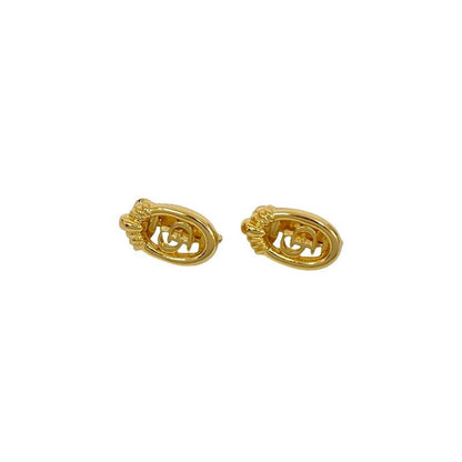 Christian Dior CD Logo Necklace Earrings Set Accessories Gold 55862 With Case