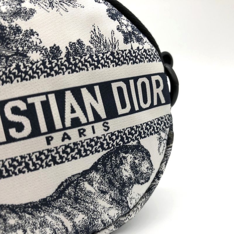 Christian DIOR Toile De Jouy Coin Case White/blue Taiga - Tiger Fabric Women's