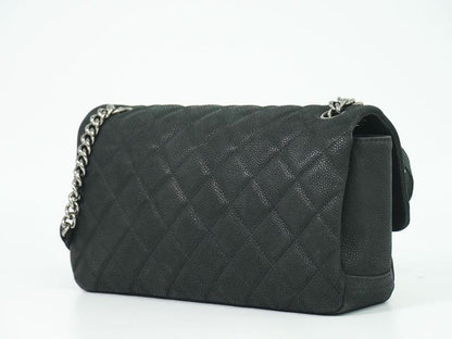 Authentic Chanel Matelasse Coco Mark Chain Shoulder Bag Pochette Soft Caviar