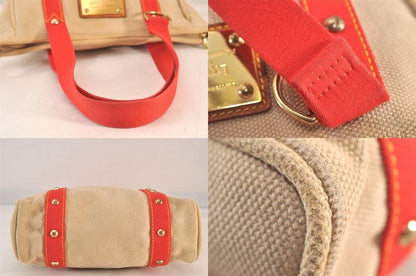 Louis Vuitton Antigua Cabas MM Tote Bag Beige Red M40035 LV 1728n