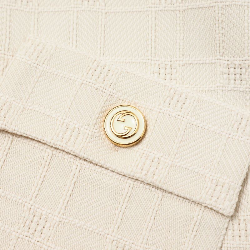 Gucci Dress Size 42 Short Sleeves Dress GG Logo Tweed Made In Italy