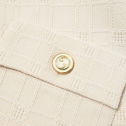 Gucci Dress Size 42 Short Sleeves Dress GG Logo Tweed Made In Italy