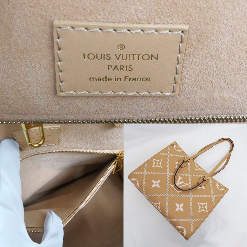 Louis Vuitton On The Go-mm Handbag Tote Broderie- Arizona Brown Monogram