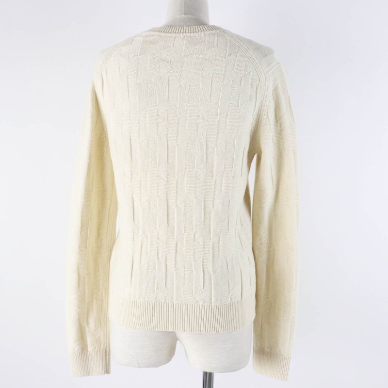 Hermes 23AW 3h2617d4 Virgin Wool H Motif Crewneck Long Sleeve Knit Ivory 36