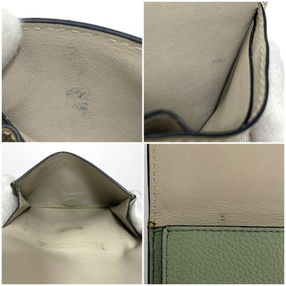 Loewe Trifold Wallet Green Anagram Compact Leather Preowned
