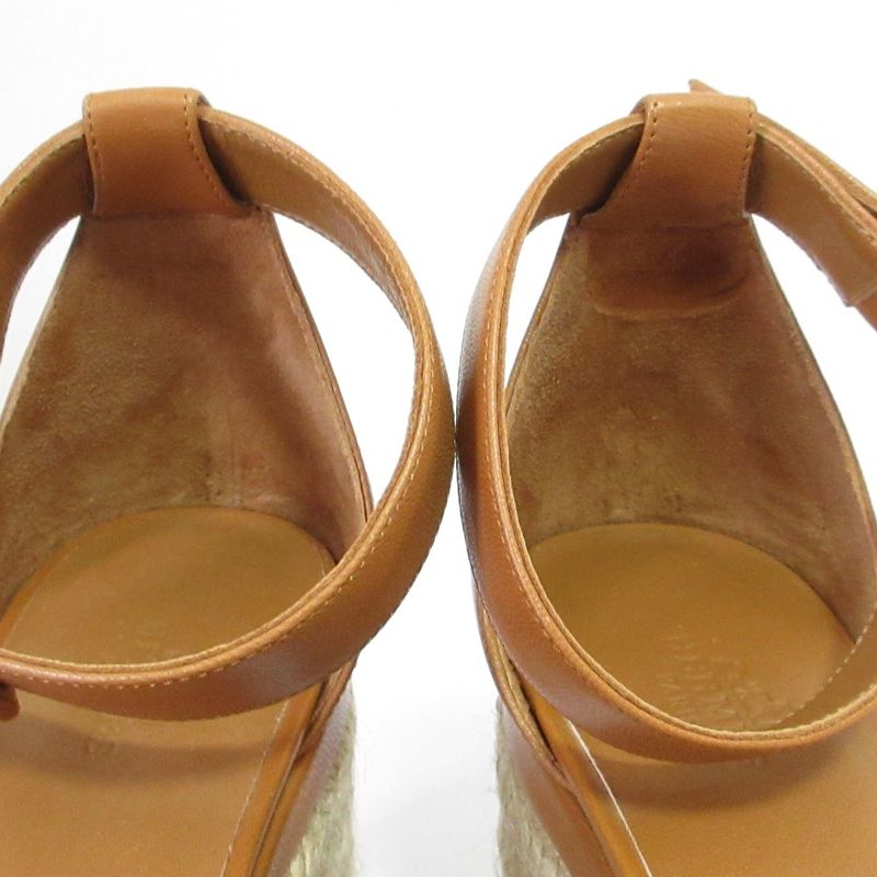 Hermes Espadrille Elda Sandals Size 39 Approx 25.5cm (10.04in) Brown Women's