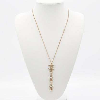 Chanel Necklace Pendant Choker Gold Coco Mark Pearl Rhinestone Heart Star