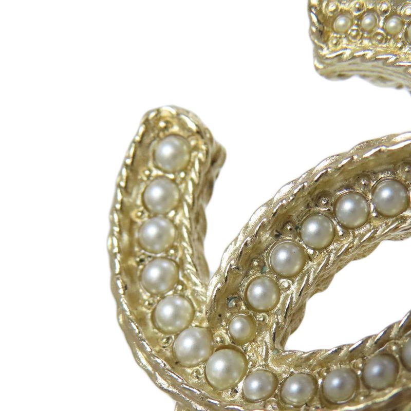 Chanel Coco Mark Faux Pearl Brooch Metal Ladies