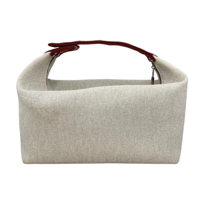 Hermes Bath Pouch Bride-a-Black GM Toile Canvas H Logo Zigzag Rouge Ash Red