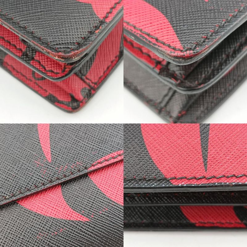 Prada Hibiscus Sound Rosso Red And Black Saffianoleather 134