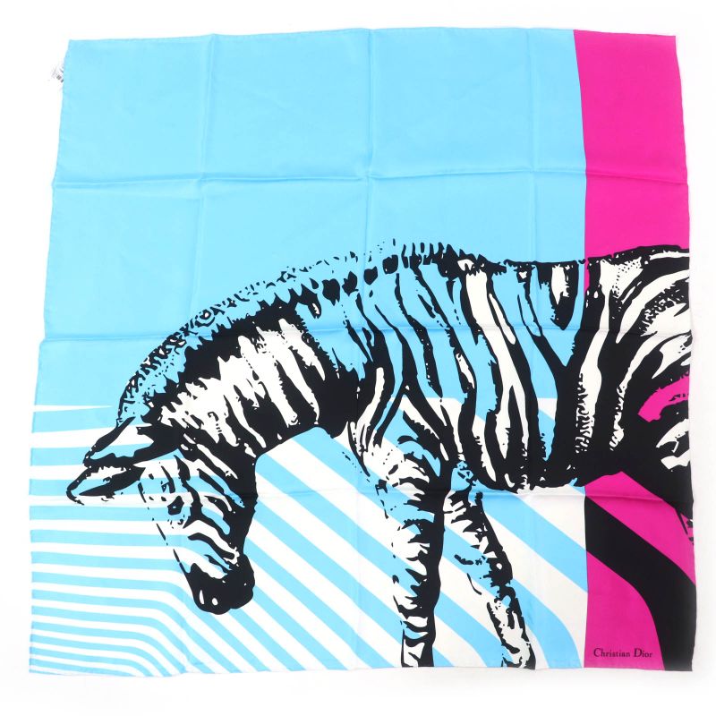 Christian DIOR 22SS 22anp090i610 D-jungle Pop 100% Silk Animal Scarf Multicolor