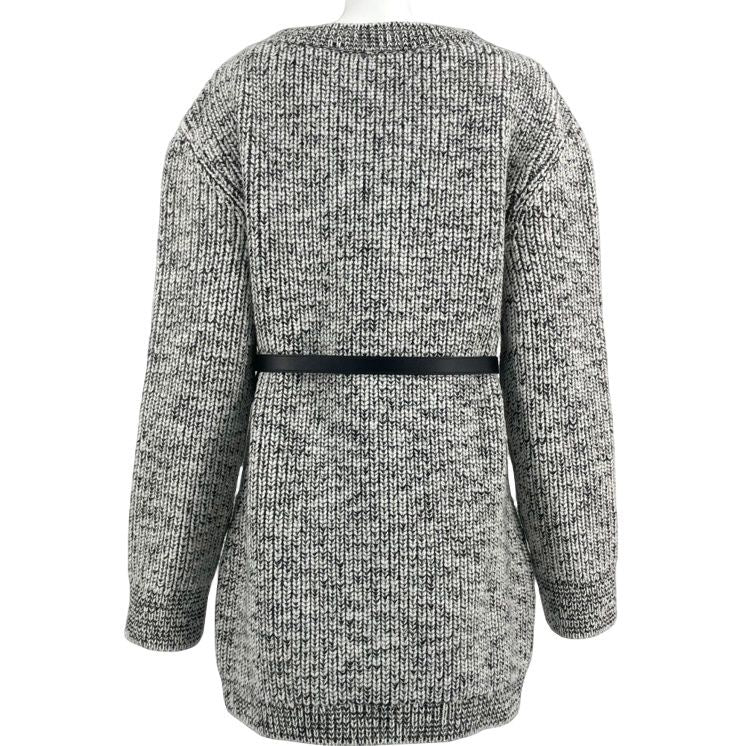 Louis Vuitton Wool Leather Dress Long Sleeves Knit Sweater Belt Box Black And