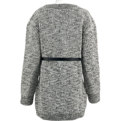 Louis Vuitton Wool Leather Dress Long Sleeves Knit Sweater Belt Box Black And