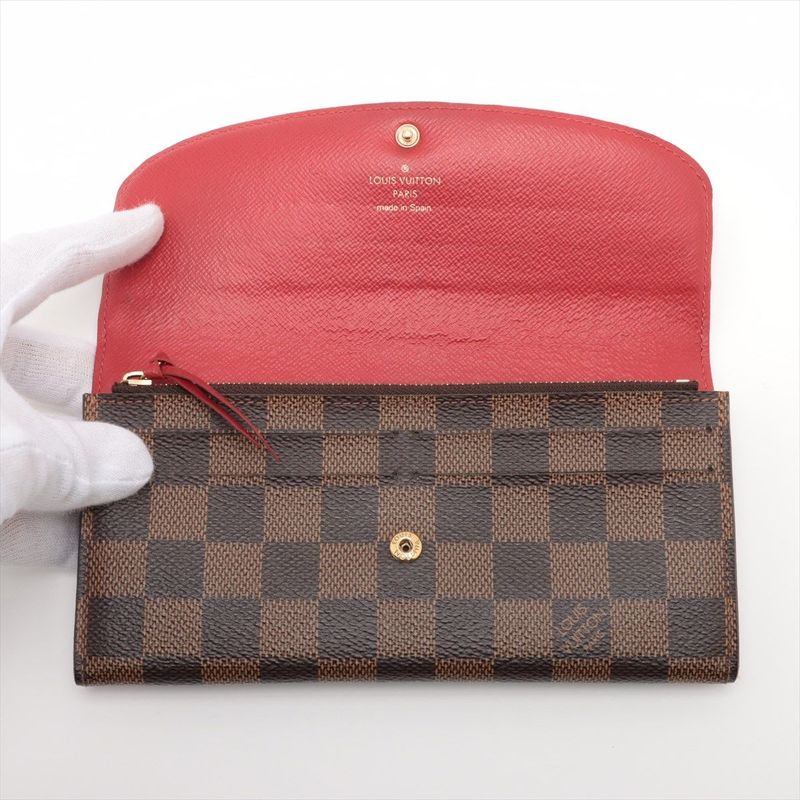 Louis Vuitton Damier Portefeuille Emilie Zipper Long Wallet N63544 Ebène Brown