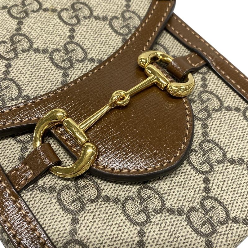 Gucci Shoulder Bag GG Plus GG Supremehorsebit 625615 Beige And Dark Brown Mini