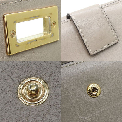 Fendi Bifold Wallet 8m0308 Peekaboo Leather Beige Glaze Gold Hardware Long