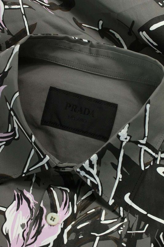 Prada 24SS Sc766 Print Design Oversized Long Sleeve Shirt Men's L