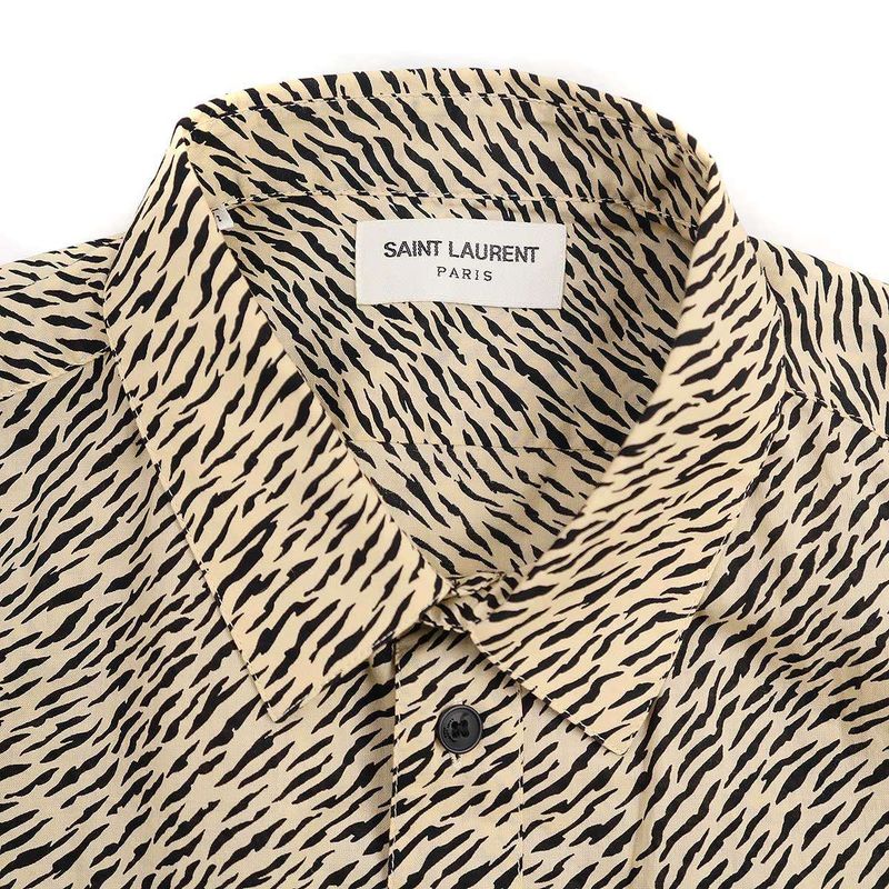 Saint Laurent Paris Short Sleeve Zebra Shirt 604908 Y1a74 Beige 37