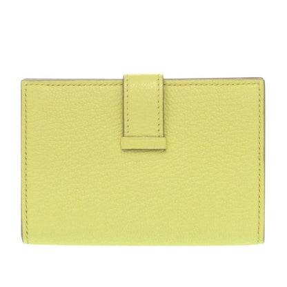 Hermes Bearn Card Case Chevre Mizor Lime Stamped W (made In 2024) Yellow 1650