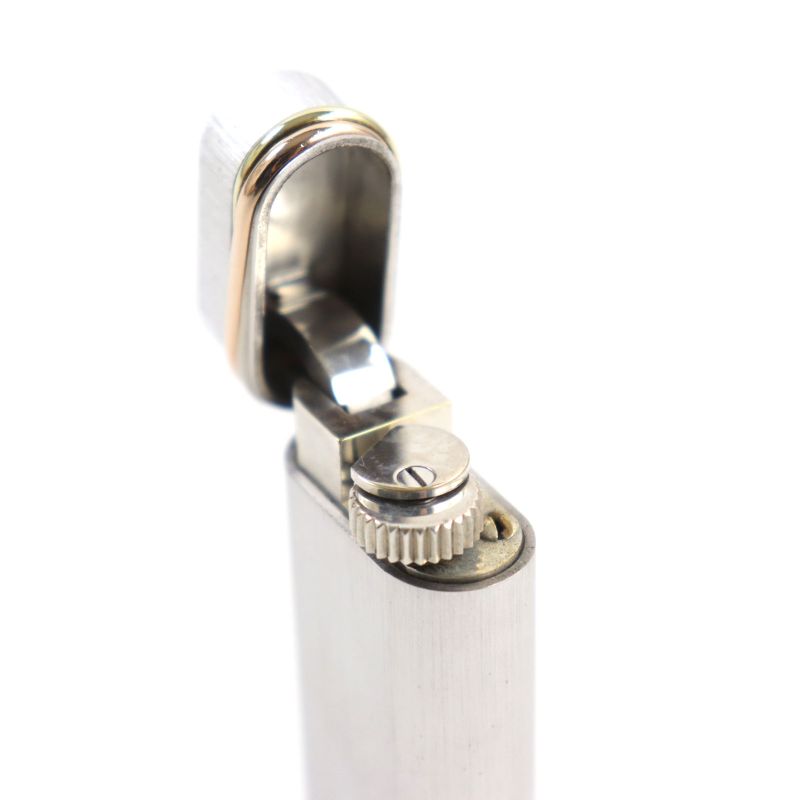 Cartier Trinity New Shape Oval Roller Lighter Silver Gold Swiss Made Ignition