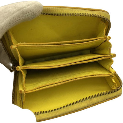 Celine Phoebe Period Round Zip Bicolor Coin Case Mini Wallet Yellow Gray