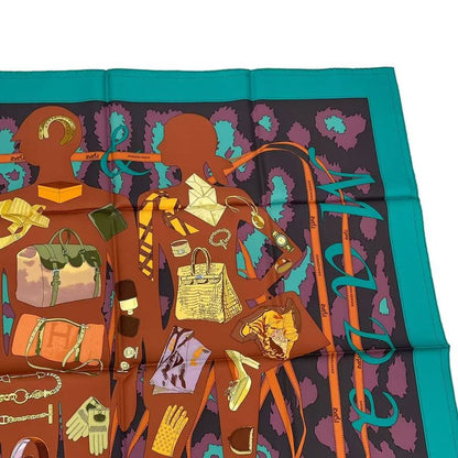 Hermes Carre 90 Monsieur ET Madame All-over Silk Scarf Blue