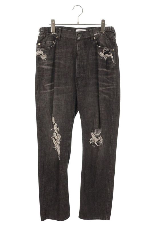 Balenciaga 697834 Txe06 Destroyed Denim Pants Men's XS