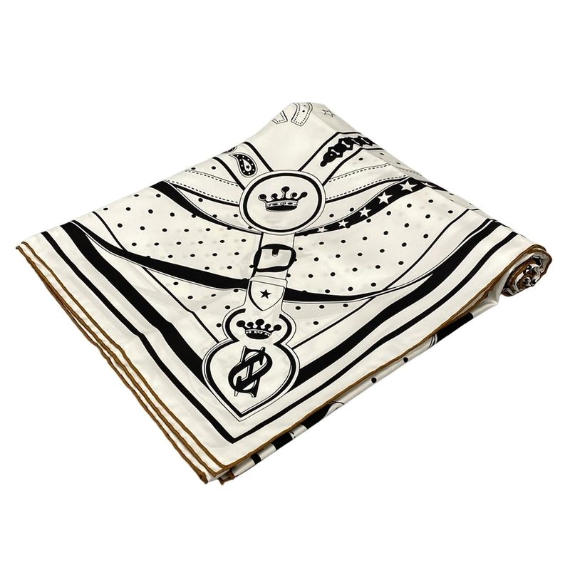 Hermes Like Scarf Carré Double Face 140 H923986s White X Black X Cuir LA