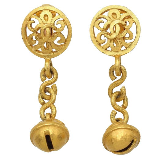 Chanel Coco Mark Bell Motif Swing Earring 95P