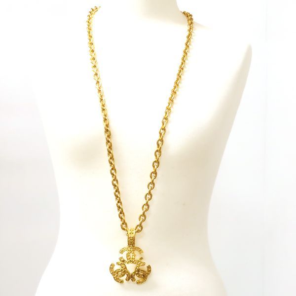 Chanel Necklace 94A Triple Coco Mark Large Long Chain Vintage Chanel
