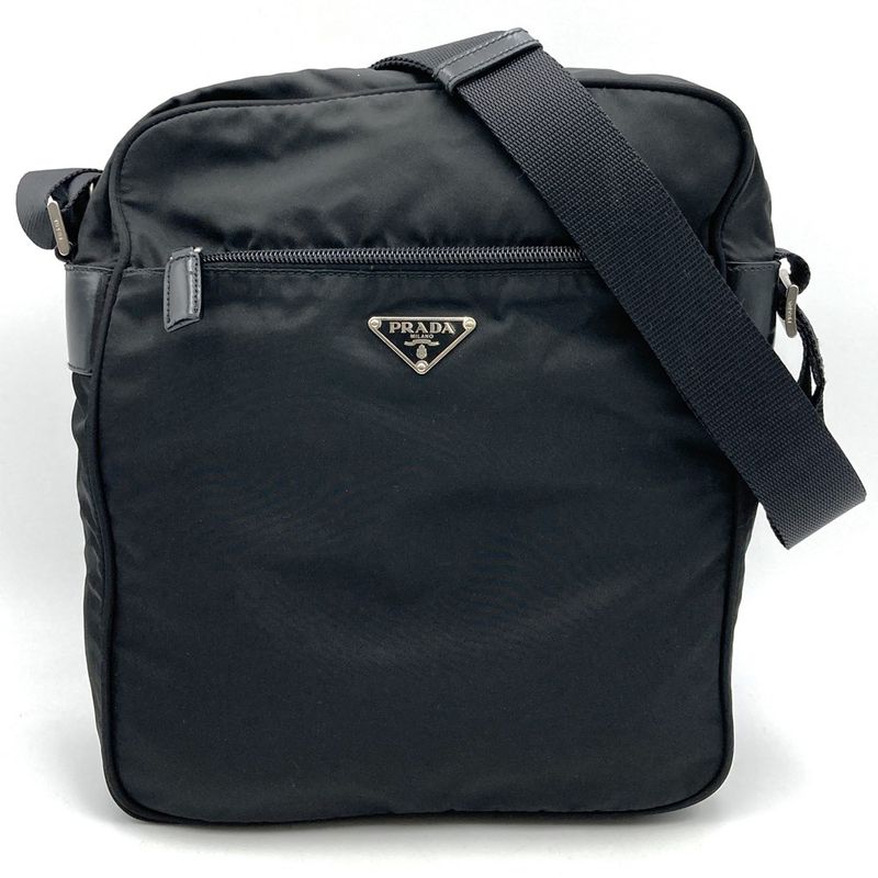 Prada Shoulder Bag Black Nylon Women Men Fashion  Precent