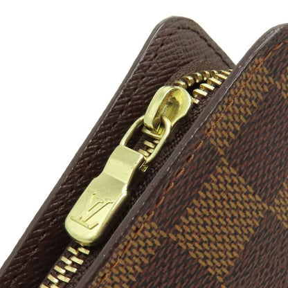 Louis Vuitton Long Wallet Porte Monejip Damier Canvas Damier Ebene Gold