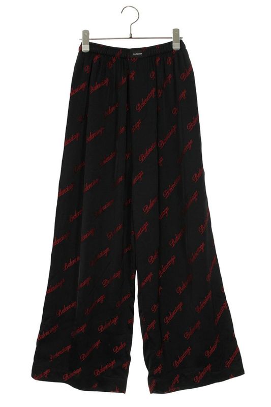 Balenciaga 659026 Tko52 Rayon Long Pants With Logo All Over Women 34