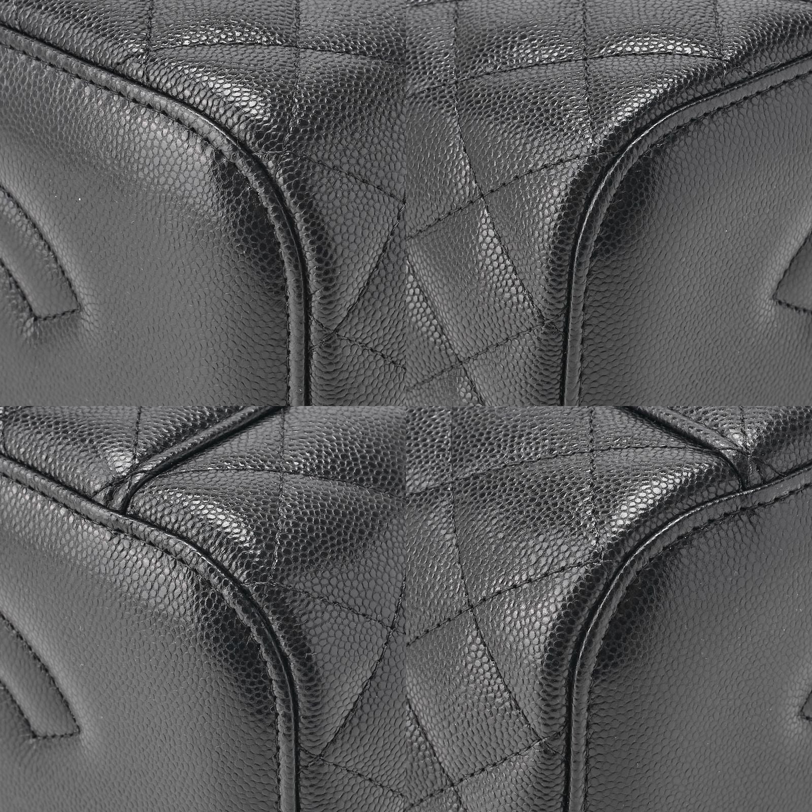 Chanel Matelasse Vanity Handbag Caviar Skin Black With Gold Hardware Ladies Bag