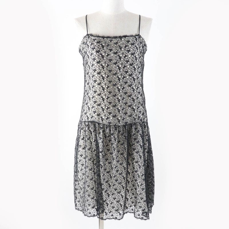 CHANEL P56062 All Lace Knee Length Cami Dress With Coco Mark Hardware Dress