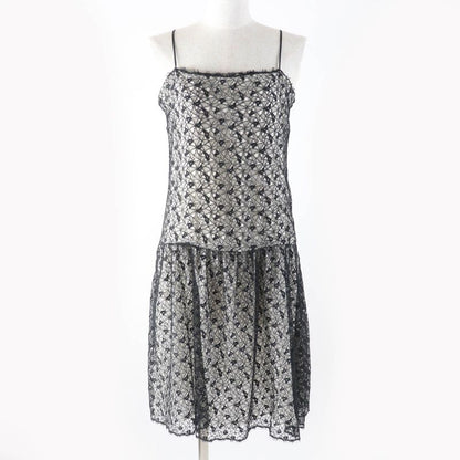 CHANEL P56062 All Lace Knee Length Cami Dress With Coco Mark Hardware Dress